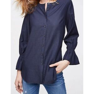 Ann Taylor LOFT Cotton Smocked Trim Tunic
